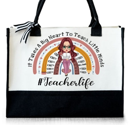 It Takes a Big Heart: Customizable Teacher Tote- Free Custom Name + Free Shipping! 🍎😘