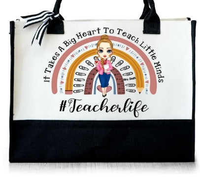 It Takes a Big Heart: Customizable Teacher Tote- Free Custom Name + Free Shipping! 🍎😘